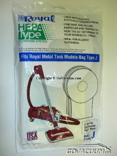 Royal / Dirt Devil Hepa Paper Bags - 3 Packs - Metal Tank - Type J Part# 3-465075-001 by Royal