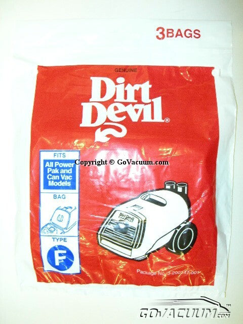 Genuine Royal Dirt Devil Style F Replacement Vacuum Bags 3 pack OEM