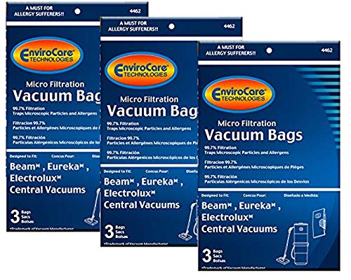 EnviroCare 9 replacement Vacuum Bags for Eureka Beam Electrolux Star-Brute Kenmore Mastercraft Nutone Central 110360 90610