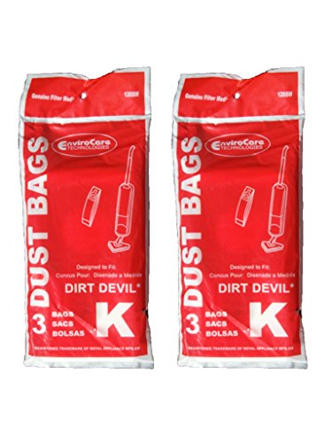 6 Royal Dirt Devil Stick Vac Type K Allergy Vacuum Bags All Dirt Devil Stick Royal Vac Cleaners 3-320230-001, 3320230001, 320230, 3-320075-001, 3320075001, 320075, 3-320235-001, 3320235001, 320235