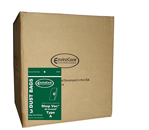 EnviroCare 1 Case (50) ShopVac Type A 1.5 Gallon Wet Dry Shop Vac Vacuum Bags SV-9066700