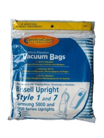 EnviroCare Replacement Micro Filtration Vacuum Cleaner Dust Bags made to fit Bissell Style 1 and 7 Uprights 3 pack