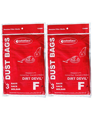 6 Royal Dirt Devil Canister Type F Allergy Vacuum Bags Can Vac Power Pak 3200147001 200147 RY200147 3-300475-001 3300475001 300475 3200348001 200348 1-200103-001 1200103001 200103 2160 2160CA