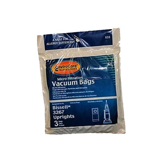 [3] Bissell 833, 3267, 38631, 38632, 62211, 3863 Upright Vacuum Bags Micro Allergen Filtration