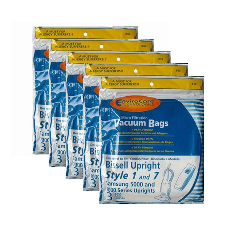 Replacement Part For Bissell Style 1 & 7 Vacuum Bags [15pk] Fits Bissell PowerGlide, PowerForce, Ect.