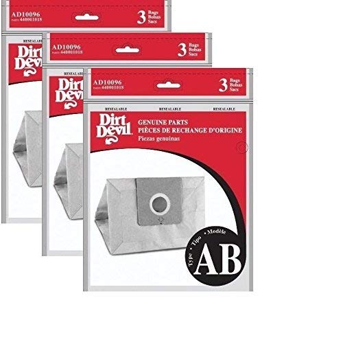 Replacement for Dirt Devil Type AB Vacuum Bags (9-Pack), AD10096