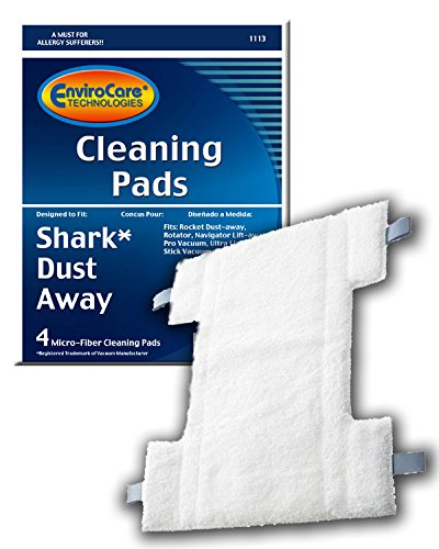 EnviroCare Replacement Cleaning Pads Compatible with Shark Dust Away Steam Mops, Rocket Dust-Away, Rotator, Navigator Lift-Away Pro Vacuum, Ultra Light Stick Vacuum, Hv300 Series 4 Pack