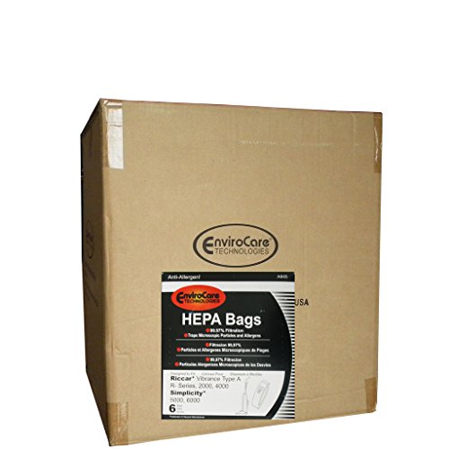 1 Case (25 Pkgs) Riccar Type A R-series Simplicity 5000 6000 series HEPA Upright Vacuum Bags