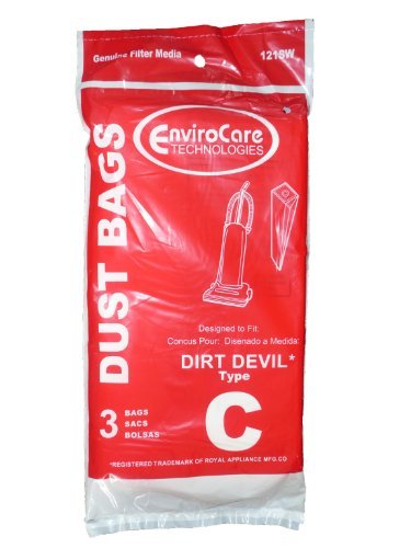 18 Royal Dirt Devil Type C Vacuum Bags, MVP Upright Vacuum Cleaners, 3-727075-001, 3727075001, 727075, 3-700147-001, 3700147001, 700147, DD-3-700147-001, 3-700148-001, 700148, 774760, 8200, 8201, 088305