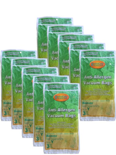 30 Hoover HEPA Allergy Type Y Bags, WindTunnel Upright Vacuum Cleaners, 43655109, 4010100Y, 4010801Y, AH10060DT,AH10040CLP,902419001, Royal, Gold Star, Pacific Steamex