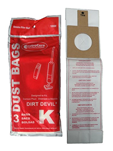 EnviroCare 3 Royal Dirt Devil Type K Stick Vac Vacuum Cleaner Bags