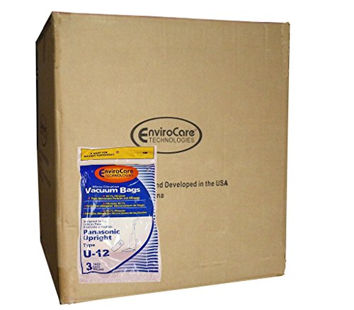 1 Case (50 PKGS) Panasonic U6 U12 Upright Vacuum Allergy Bags Quiet Force Plus Platinum Optfilo