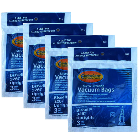 [12] Bissell 833, 3267, 38631, 38632, 62211, 3863 Upright Vacuum Bags Micro Allergen Filtration