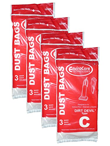 EnviroCare Replacement Vacuum Cleaner Bags Designed to Fit Royal Dirt Devil Type C Upright Vacuums 12 Bags