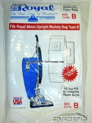 Royal Type B Vacuum Bags - 10 Per Pack; New;