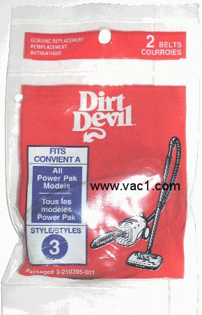 Dirt Devil Style 3 Belt, Can Vac Power Brush (2 Belts)