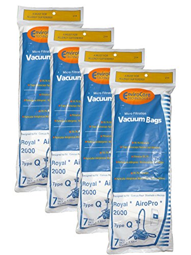 28 Royal Type Q Allergy Vacuum Bags + Filter, AirPro Ry 2000, Aire, Canister Vacuum Cleaners, 3-RY2100-001, RY2100