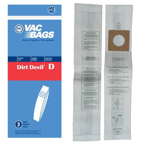 3 Dirt Devil Type D American Made Micro-Lined Allergen Filtration Upright Vacuum Bags, Fits Dirt Devil Part 3670147001. 3 Bags, Made in The USA!