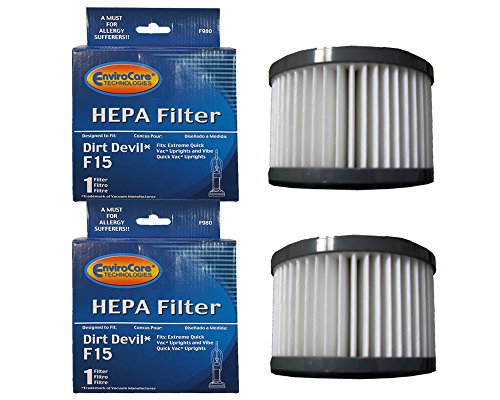 EnviroCare Premium HEPA Filtration Replacement Vacuum Cleaner Filter Designed to Fit Dirt Devil F15 Vacuums 2 Filters