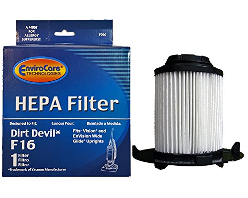 (12) Royal Dirt Devil F16 HEPA w/activated Charcoal Vacuum Filter, Vision, Envision wide glide Uprights Vacuum Cleaners, F16, 2JW1000000, 086710, 86710, and all other Dirt Devil vacuums using the F16 filter