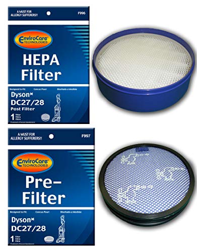 EnviroCare Premium Replacement Vacuum Cleaner Pre and Post Motor HEPA Filters made to fit Dyson DC27 & DC28