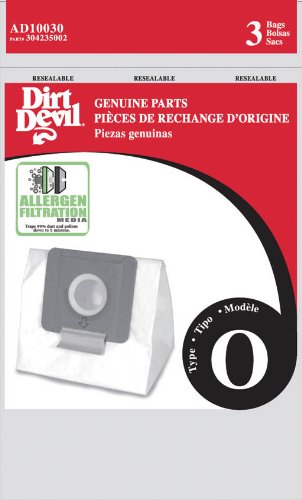 Dirt Devil (3-Pack, AD10030 Type O Allergen Vacuum Bags, Red