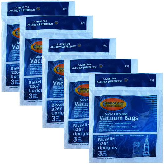 [15] Bissell 833, 3267, 38631, 38632, 62211, 3863 Upright Vacuum Bags Micro Allergen Filtration