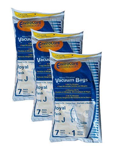 EnviroCare Replacement Micro Filtration Vacuum Cleaner Dust Bags Made to fit Royal Tank Type J 21 Bags and 3 Filters