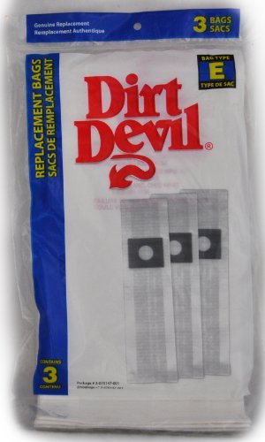 Royal Dirt Devil Type E Vacuum Cleaner Bags, Dirt Devil Item Number 3-070147-001, Fits: All Corded Broom Vac Models 701, 3 Bags in Pack