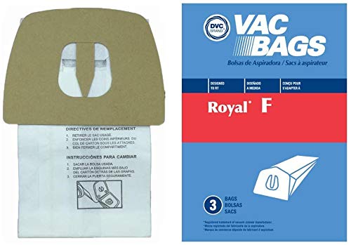 DVC Replacement Vacuum Bags Type F Fit Royal & Dirt Devil Canisters CanVack/Power Pak - Compare to Dirt Devil Type F, 3200147001 Bags | 12 Standard Vacuum Bags Included