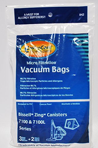 EnviroCare Replacement Micro Filtration Vacuum Bags for Bissell Zing 7100 and 7100L Series Canisters 3 Pack