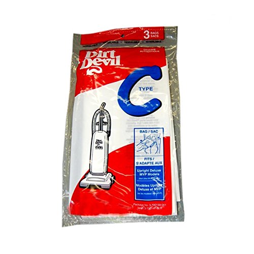 Dirt Devil Royal Upright Type C Paper Bags 3PK Manufacture Part # 3700147001 by Dirt Devil