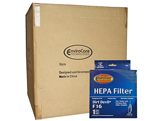 1 Case (25 pkgs) Royal Dirt Devil F16 HEPA Vacuum Filter, Vision, Envision wide glide Uprights Vacuum Cleaners, F16, 2JW1000000, 086710, 86710, and all other Dirt Devil vacuums using the F16 filter