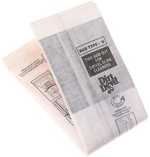 Genuine Royal Dirt Devil Type U Upright Vacuum Bags OEM Style Vac 3920048001 [3 Loose Genuine Bags]