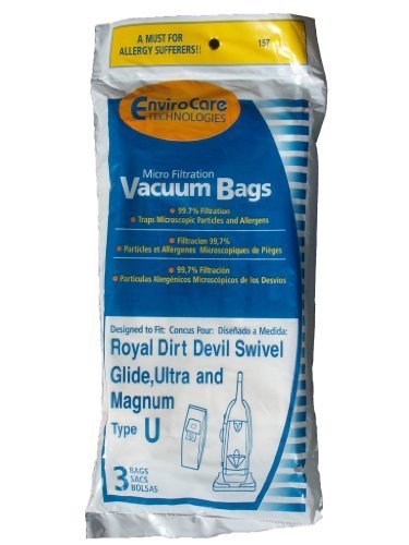 EnviroCare Replacement Micro Filtration Vacuum Bags for Royal Dirt Devil Type U Uprights 12 Pack