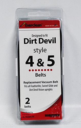 Everclean Style 4 and 5 Vacuum Belts Designed to Fit Dirt Devil (2 Pack)