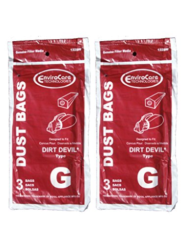 6 Royal Type G Hand Vacuum Filter Bags Dirt Devil 103 103B 10515 10515B 10563CA 10563CAB DD120 150CA 150B 150ZUK M150CAWC 537CAB M550CA 553Z 553ZUK 560 06500 08130 08130B 08130CA 08130CAB 08500 08500B