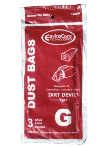 EnviroCare Replacement Vacuum Cleaner Dust Bags Made to fit Royal Dirt Devil Type G Hand Vacuums 6 Pack