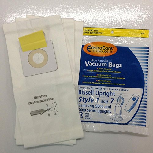 Vacuum Cleaner Bags Bissell Upright Style 1 & 7 Samsung 5000 and 7000 Series 3 pack By Envirocare